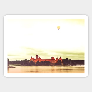 Yellow air balloon over red Castle Sticker